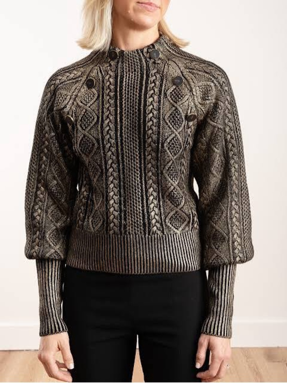 NWT Veronica Beard Grady sweater black/gold medium